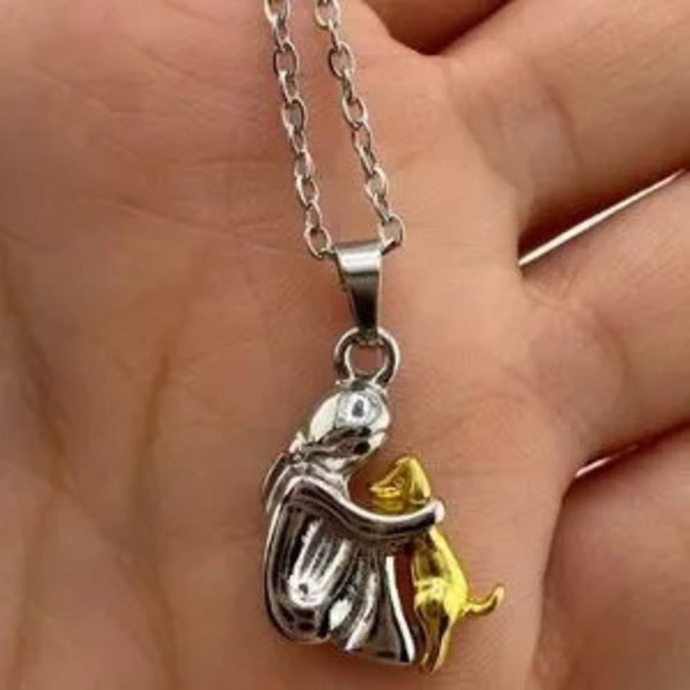 Pet Love Silver and Gold Abstract Pendant Necklace Adjustable